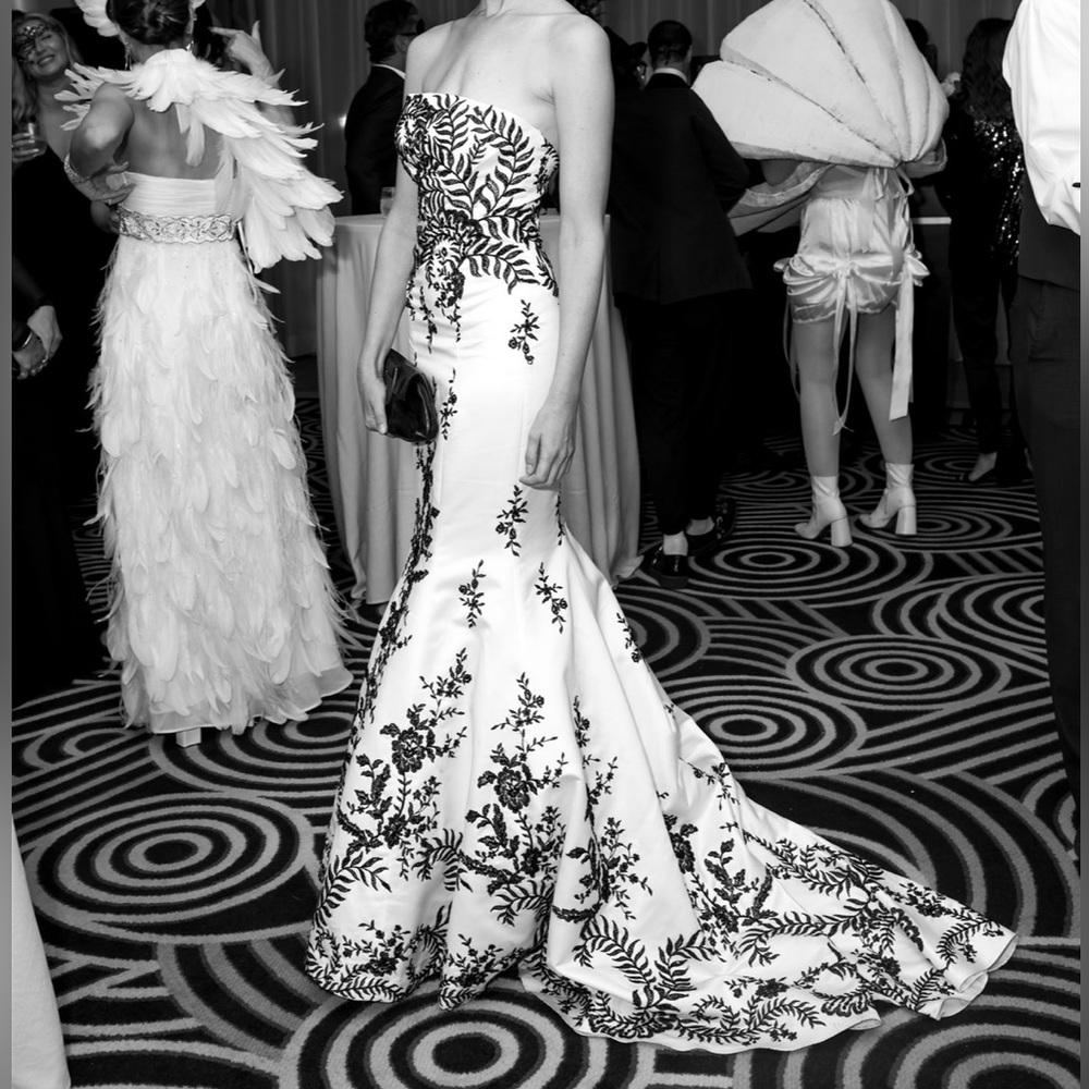 Black & White Sherri Hill Beaded Gown